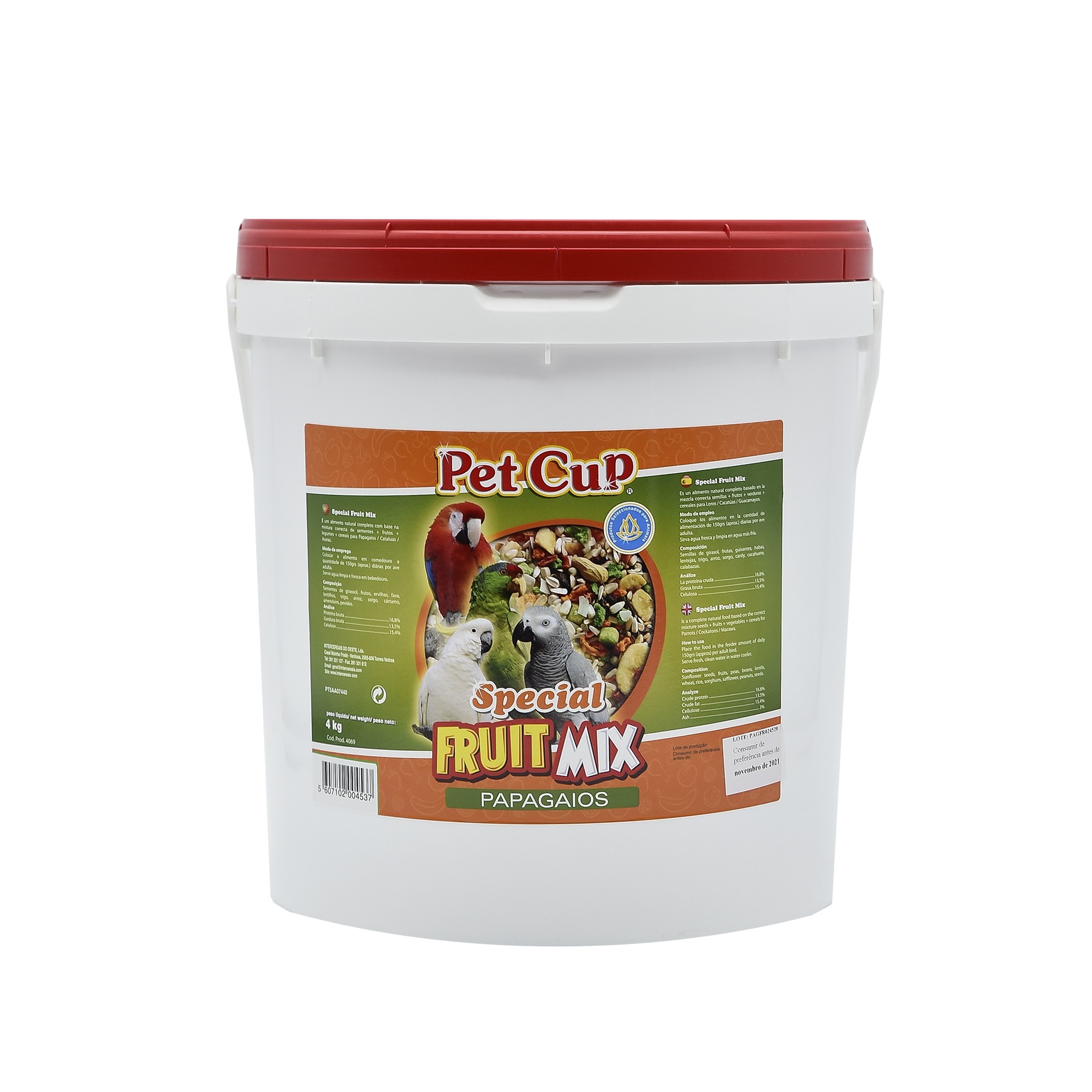 Alimento para Papagaio Sp Fruit Mix PET CUP 4KG