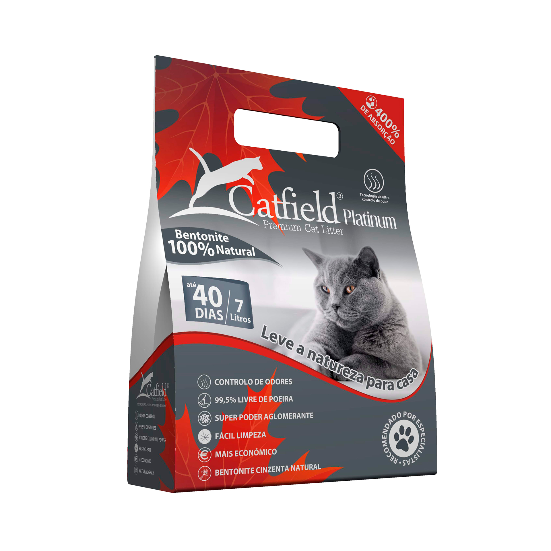 Areia para gato CATFIELD Platinum 7L