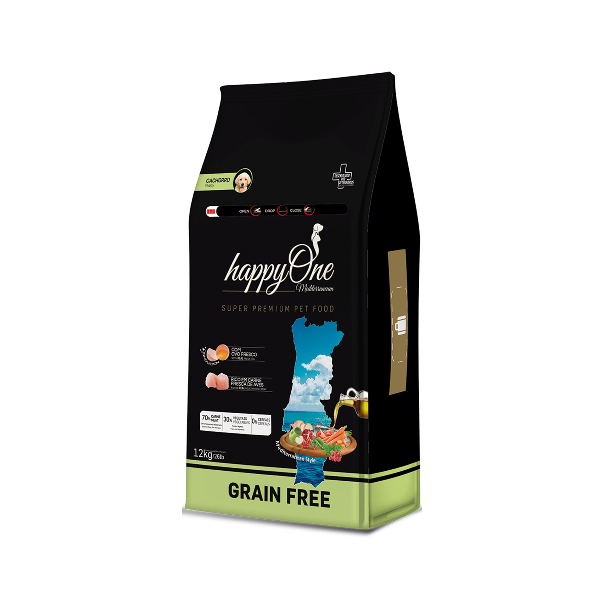 Alim Seco Cão Júnior 12 KG HAPPYONE MEDITERRANEUM