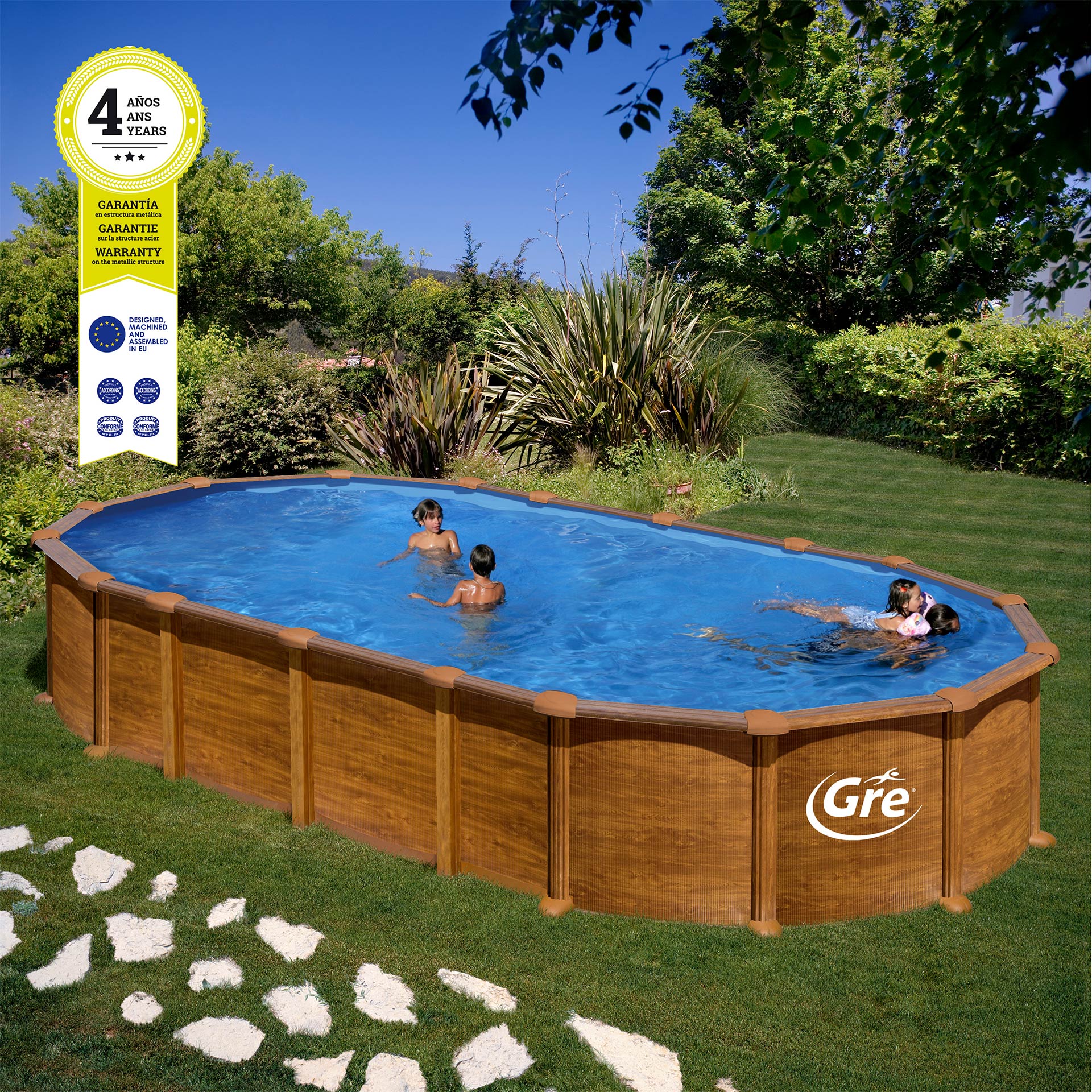 Piscina Imitar Madeira Omega 730X375X132 CM GRE