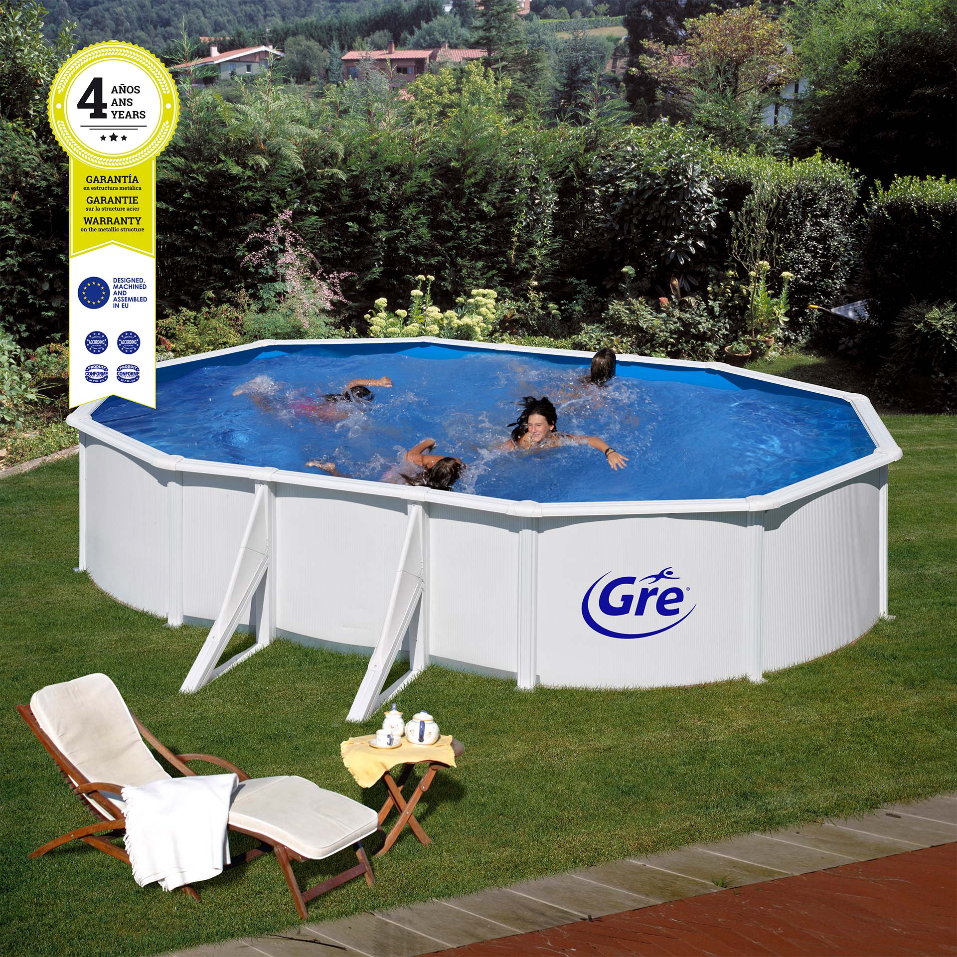 Piscina Filtro Areia 610X375X120 CM GRE