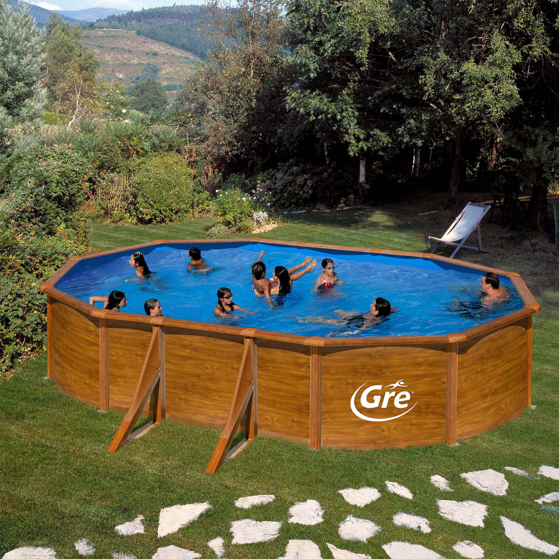 Piscina Imitar Madeira 610X375X120 CM GRE