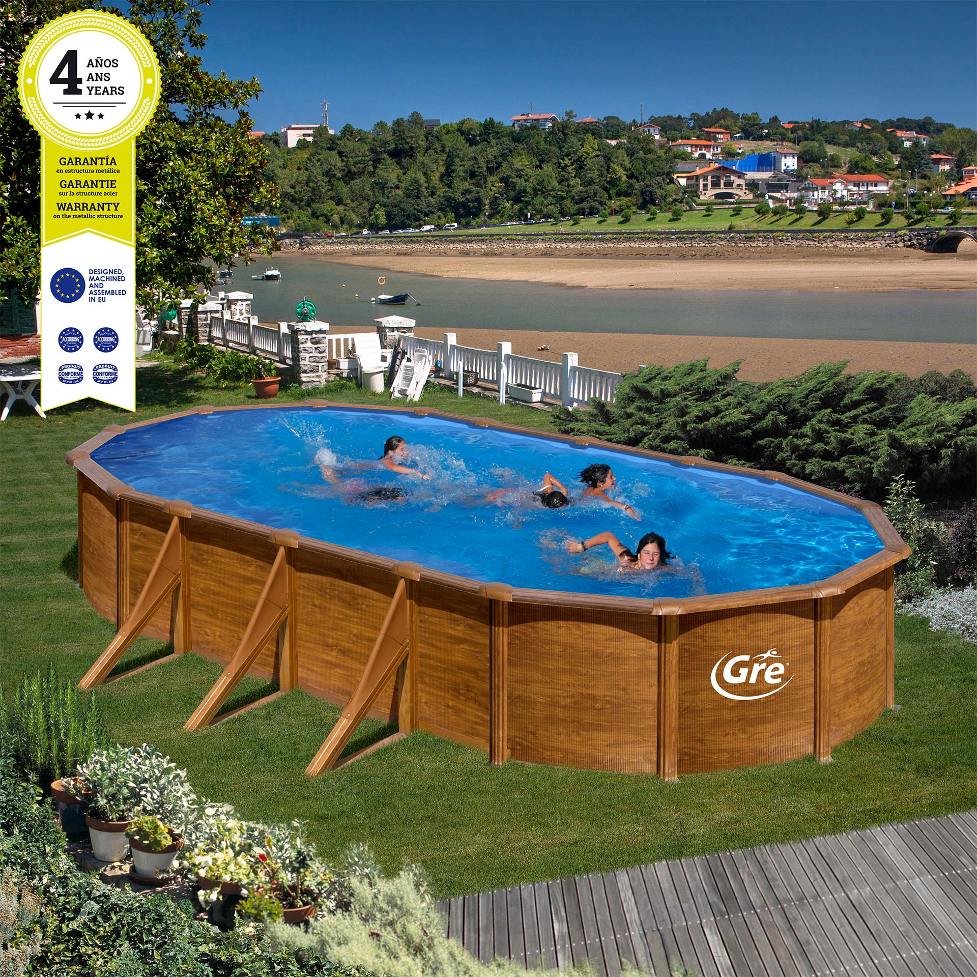 Piscina Imitar Madeira 730X375X120 CM GRE