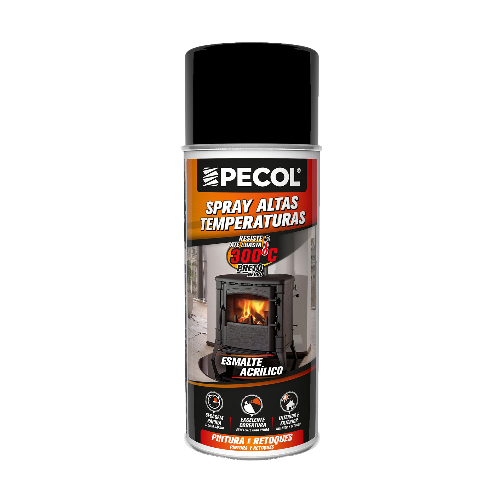 Pintura Spray Altas Temperaturas Preto PECOL 400ML