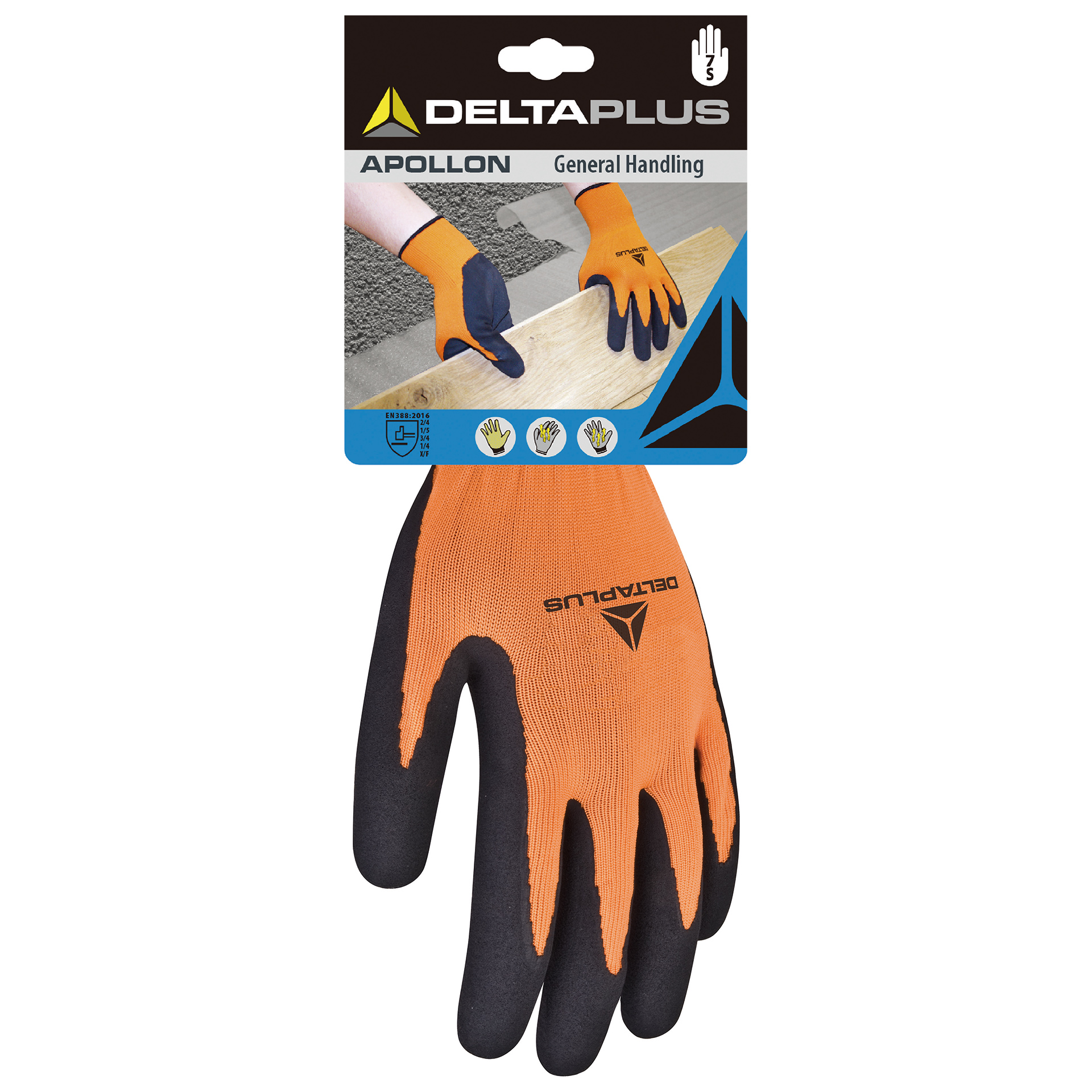 Luva Latex Laranja/Preto 7 DELTA PLUS