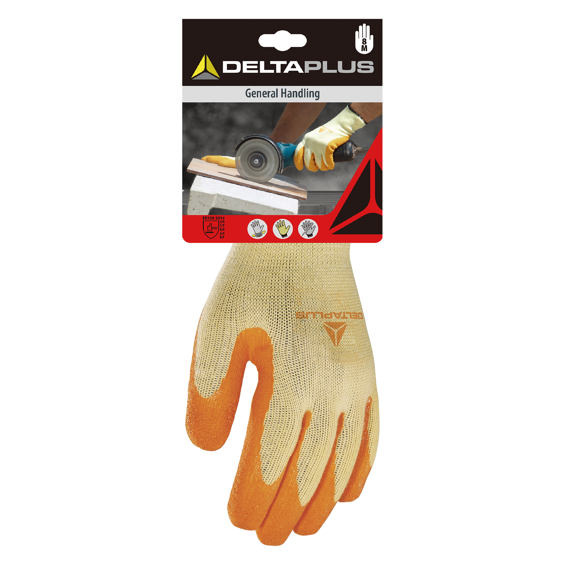 Luva Póliester/Latex Laranja N10 DELTA PLUS