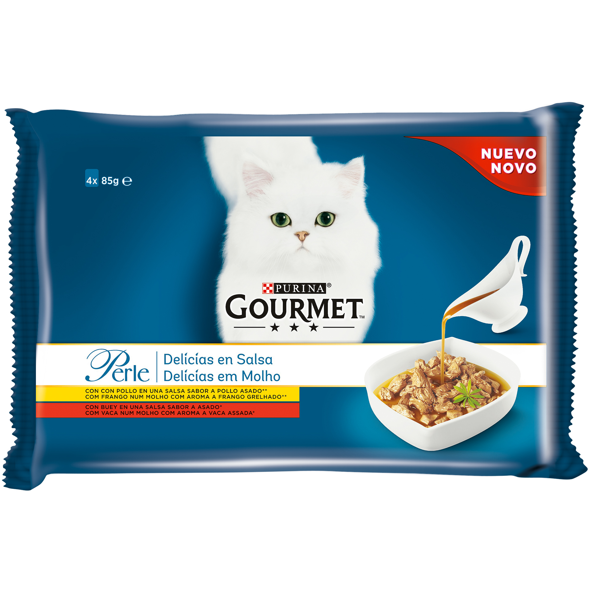 Alimento Húmid Gato Molh Carn 4X85 G GOURMET PERLE