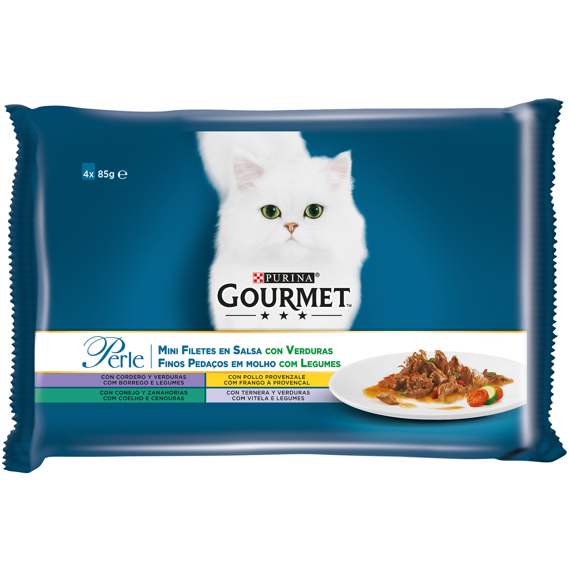 Alimento Humido Gato Legumes 4X85 G GOURMET PERLE