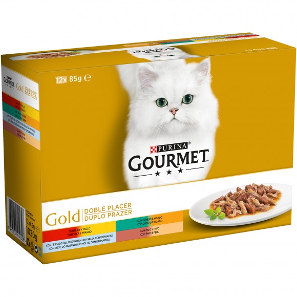 Aliment Hmid Gato Vac e Frng 12X85 G GOURMET GOLD