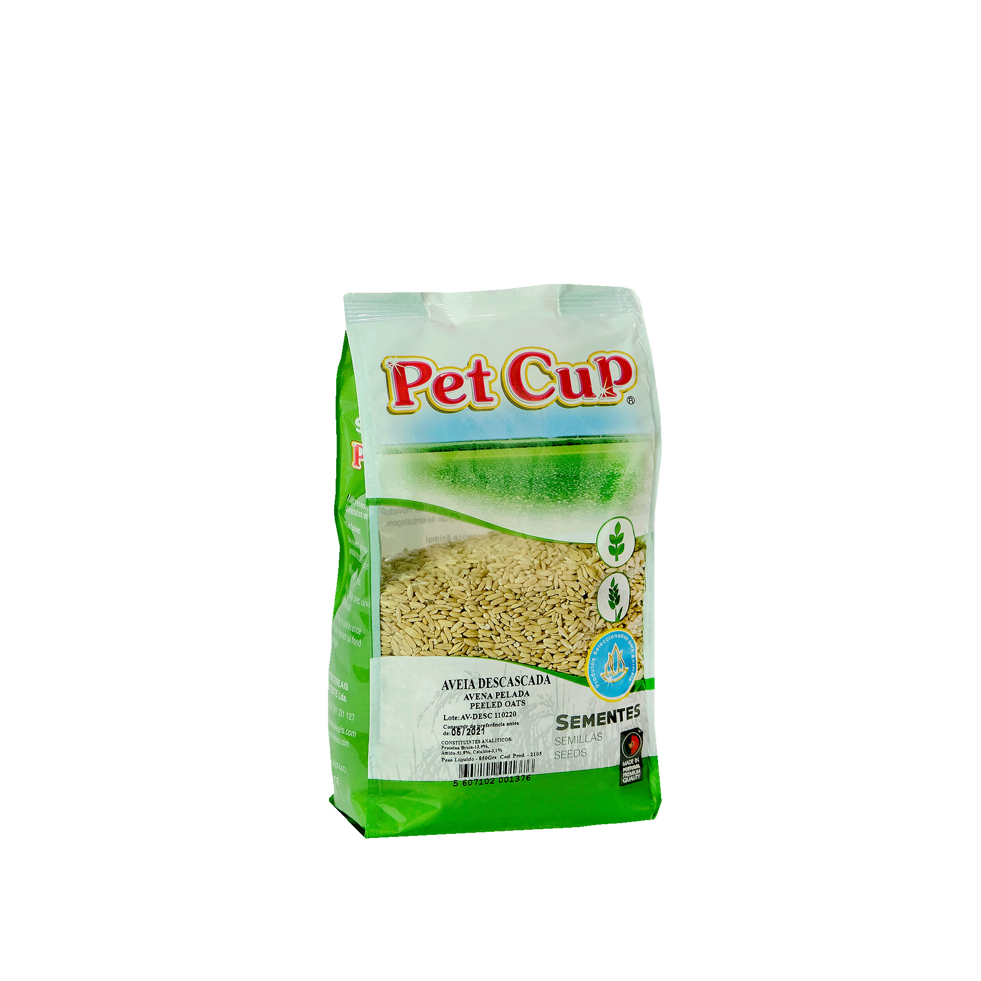 Alimento paraAve Aveia Descascada PET CUP 850Gr