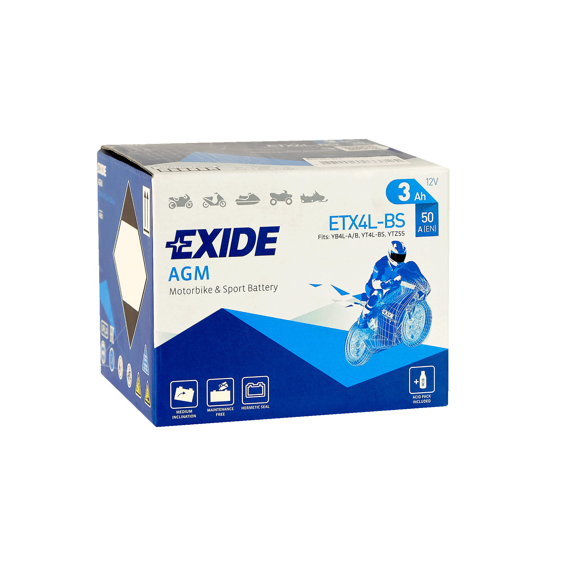 Bateria Moto 12V Ytx4L-Bs EXIDE