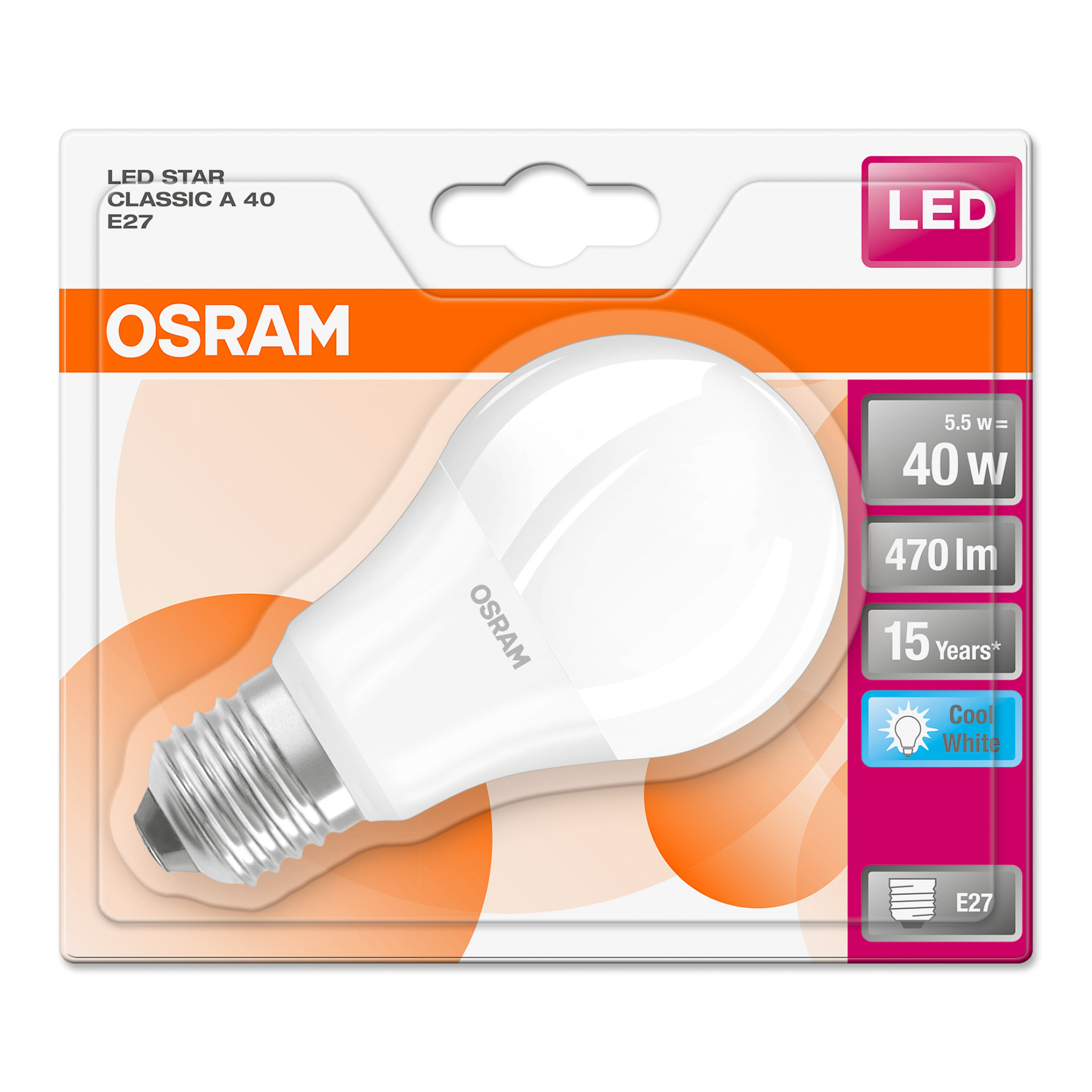Lamp led star classic fosca a40 E27 br 470lm OSRAM
