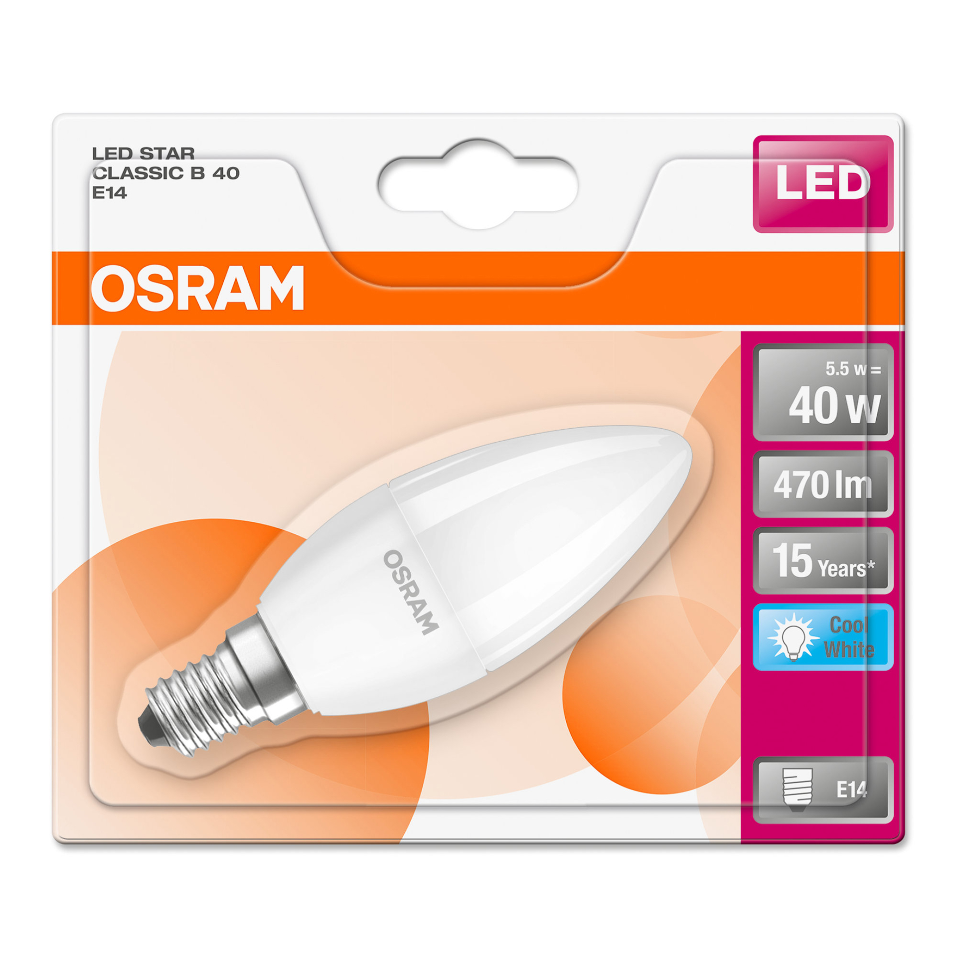 Lamp led star classic fosca b40 E14 br 470lm OSRAM