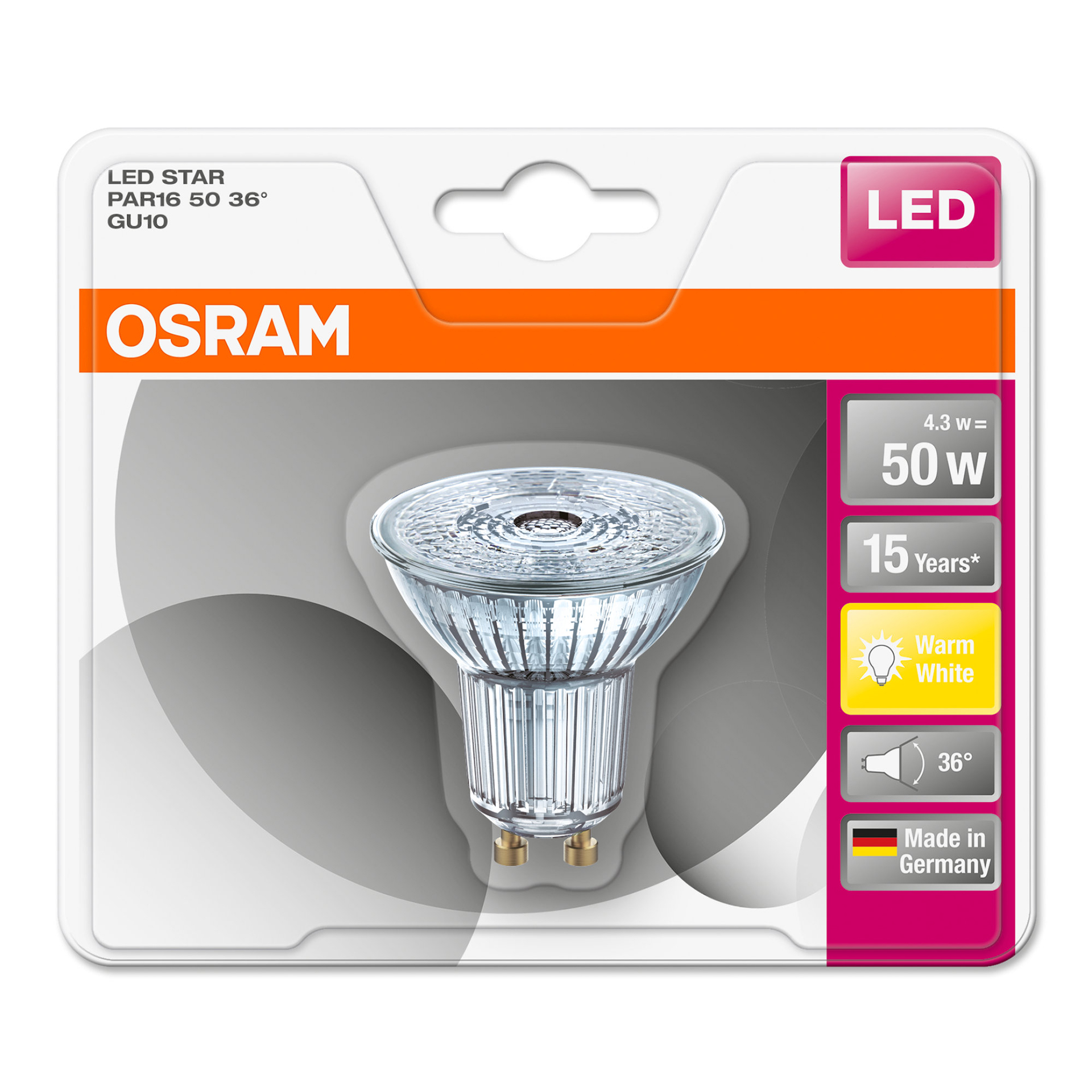 Lamp Led Star Par16 50 36 Gu10 Ama 350Lm OSRAM
