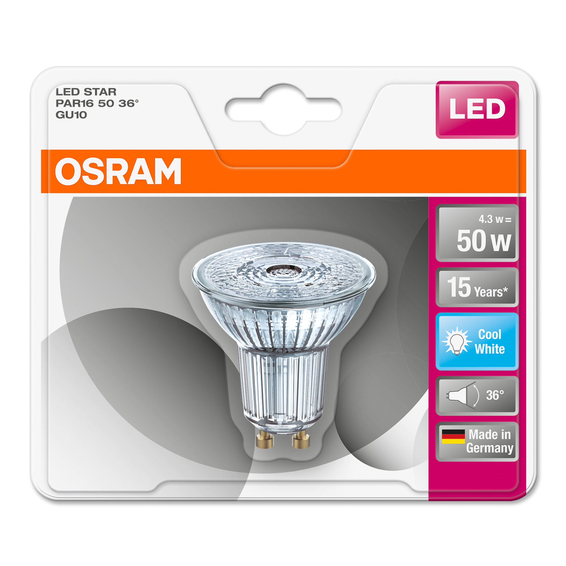 Lamp Led Star Par16 50 36 Gu10 Br 350Lm OSRAM
