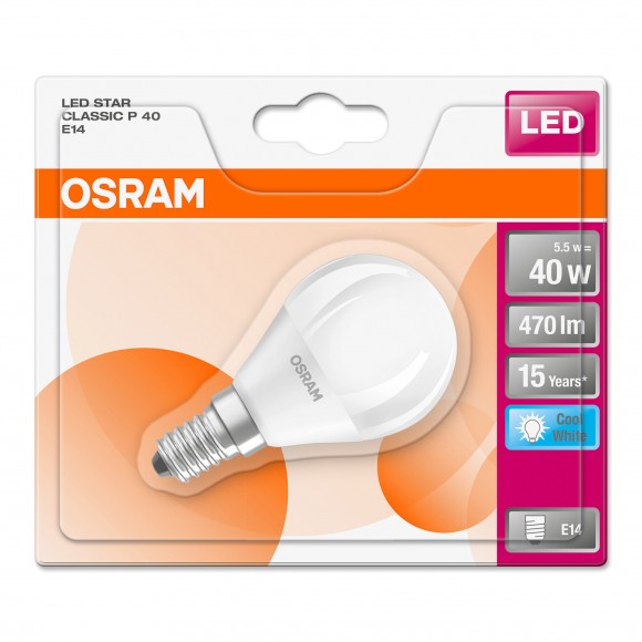Lamp led star classic fosca p40 E14 br 470lm OSRAM