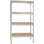 Estante Metálica Tampo Madeira 4 Prateleiras LITAN Estante Metálica Tampo Madeira 4 Prateleiras LITAN