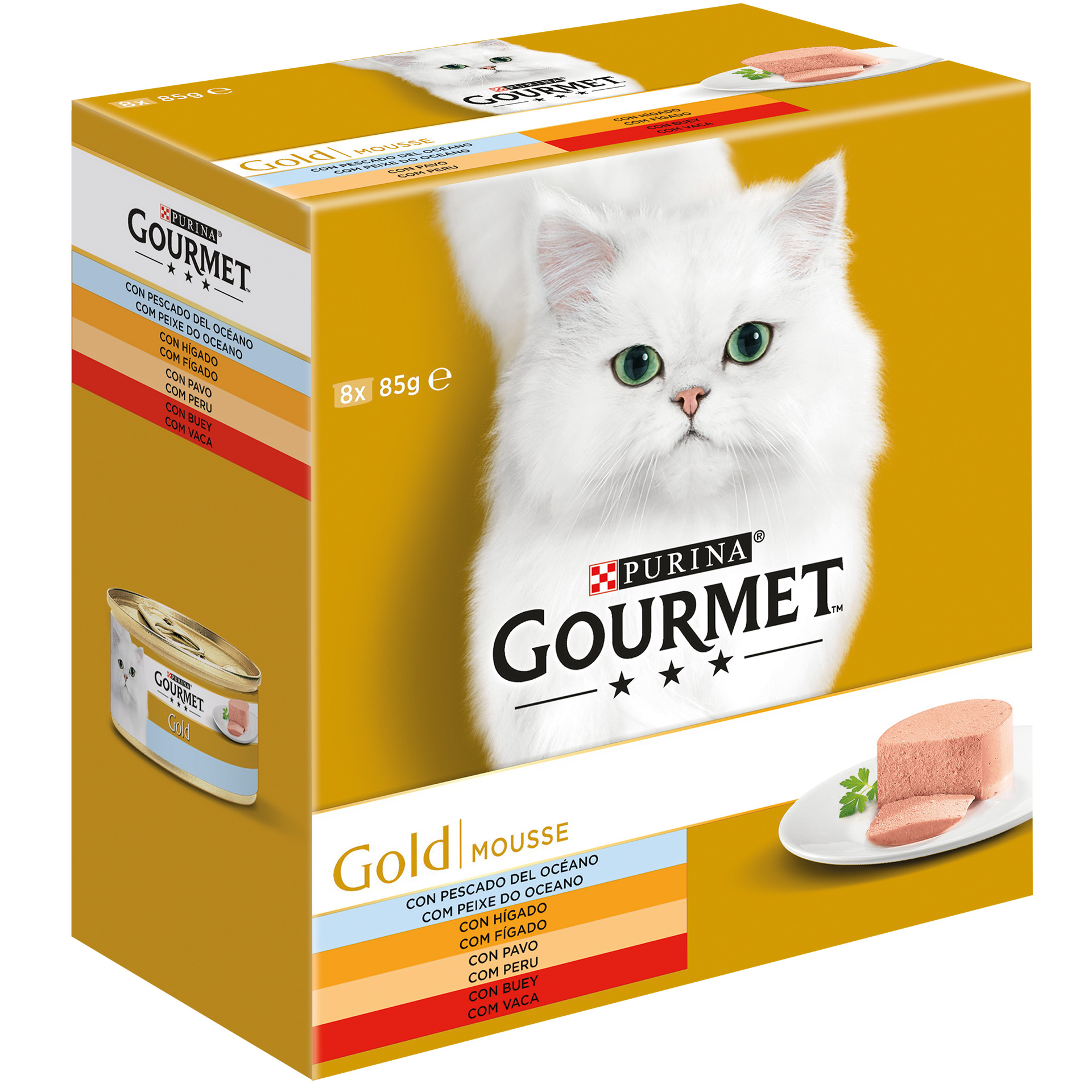 Alimento Húmido Gato Mousee 8X85 G GOURMET GOLD