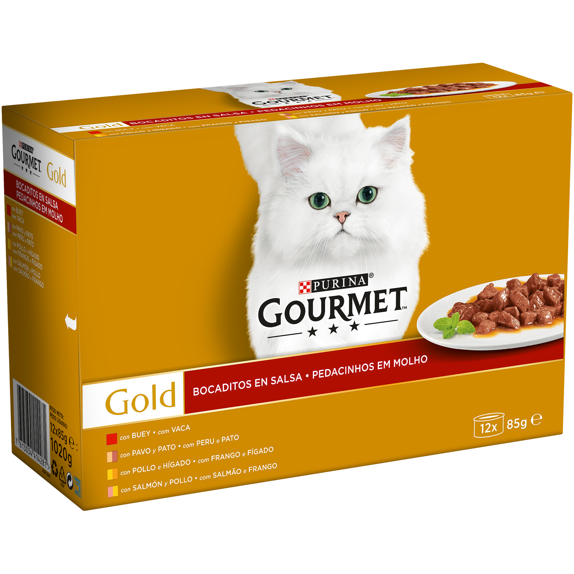 Aliment Húmido Gato Pedç Carn 12X85 G GOURMET GOLD