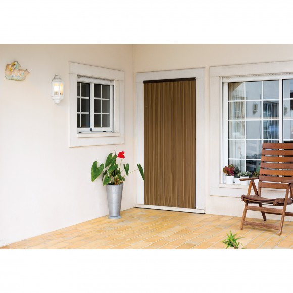 CORTINA TIRAS CASTANHO/BEGE 90X200 CM