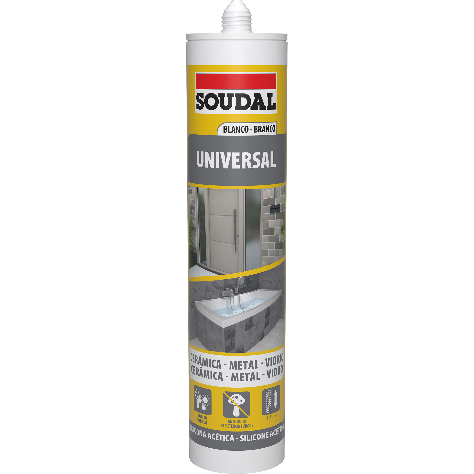 Silicone Universal Acetico Branco SOUDAL 300ML