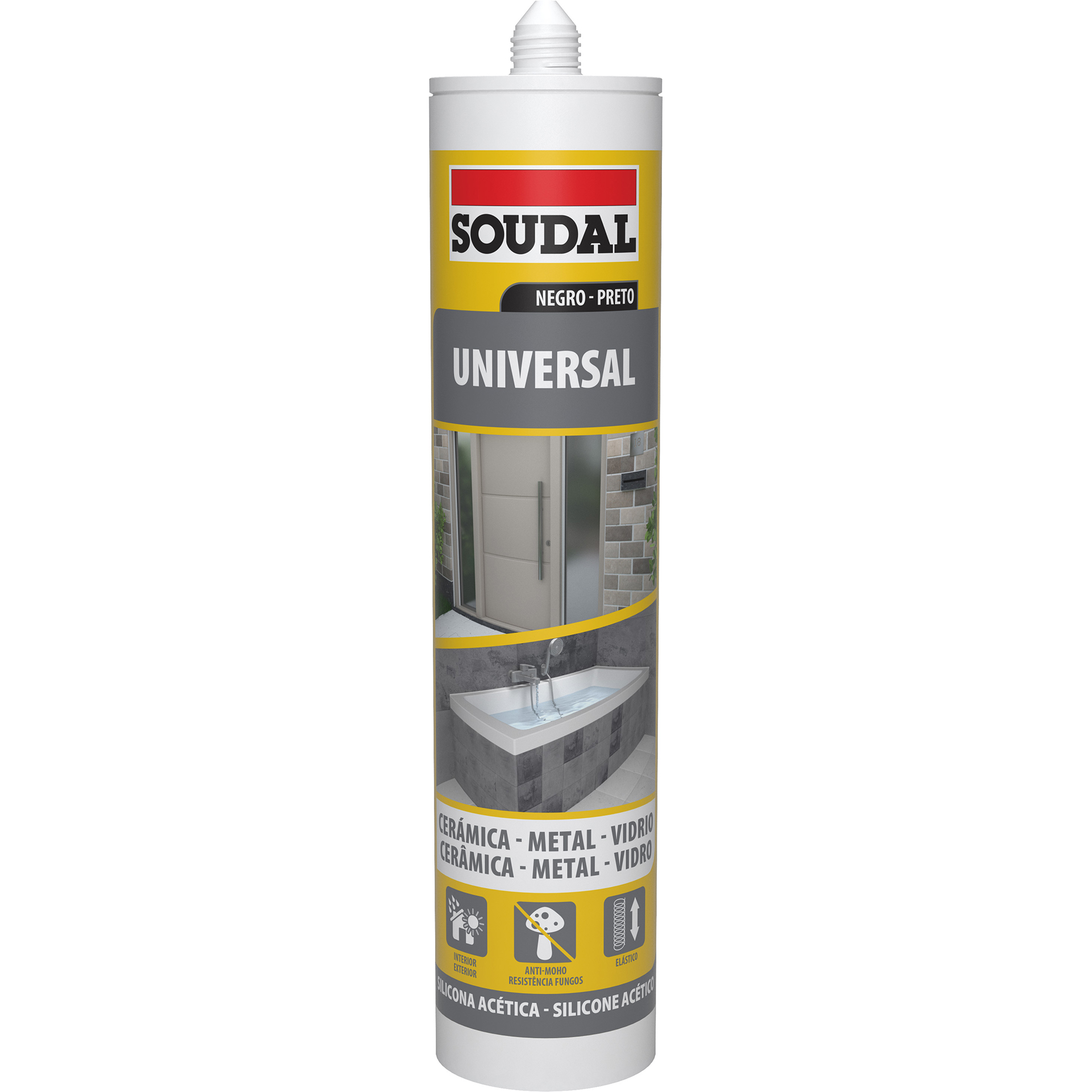 Silicone Universal Acetico Preto SOUDAL 300ML