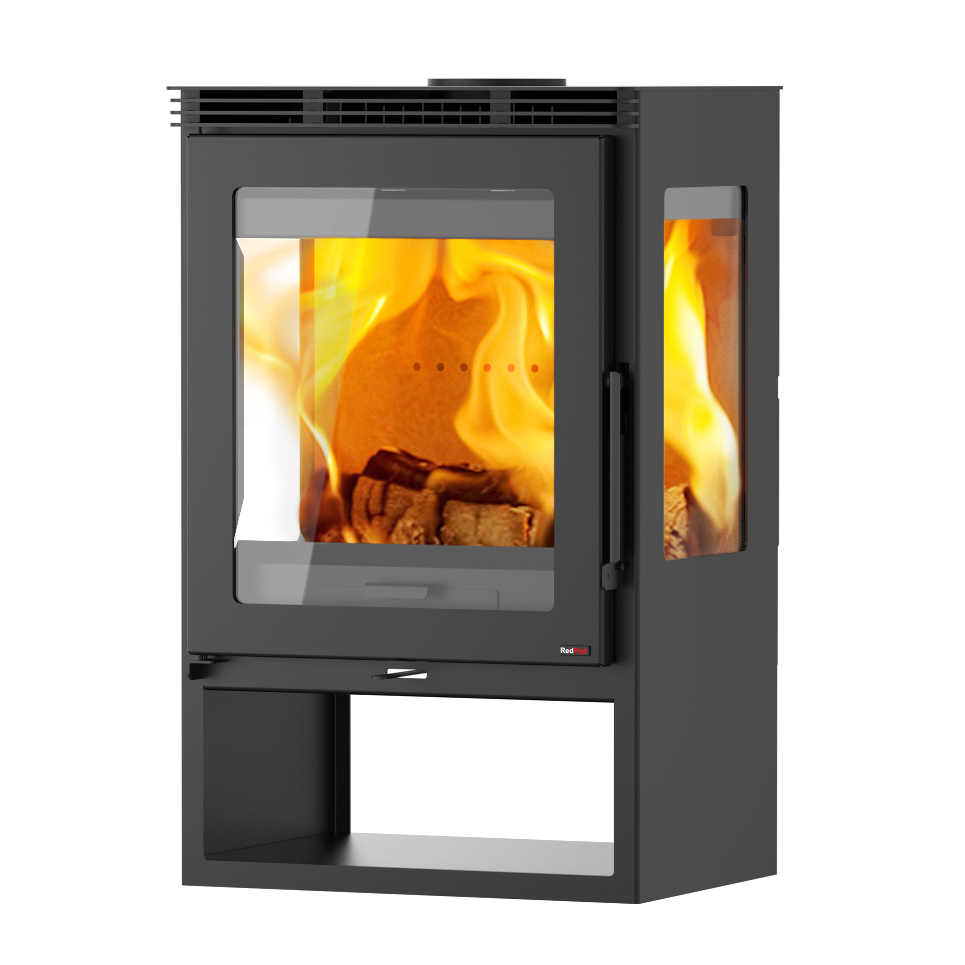 Salamandra a Lenha Sena com Lenheiro e Vidro RE