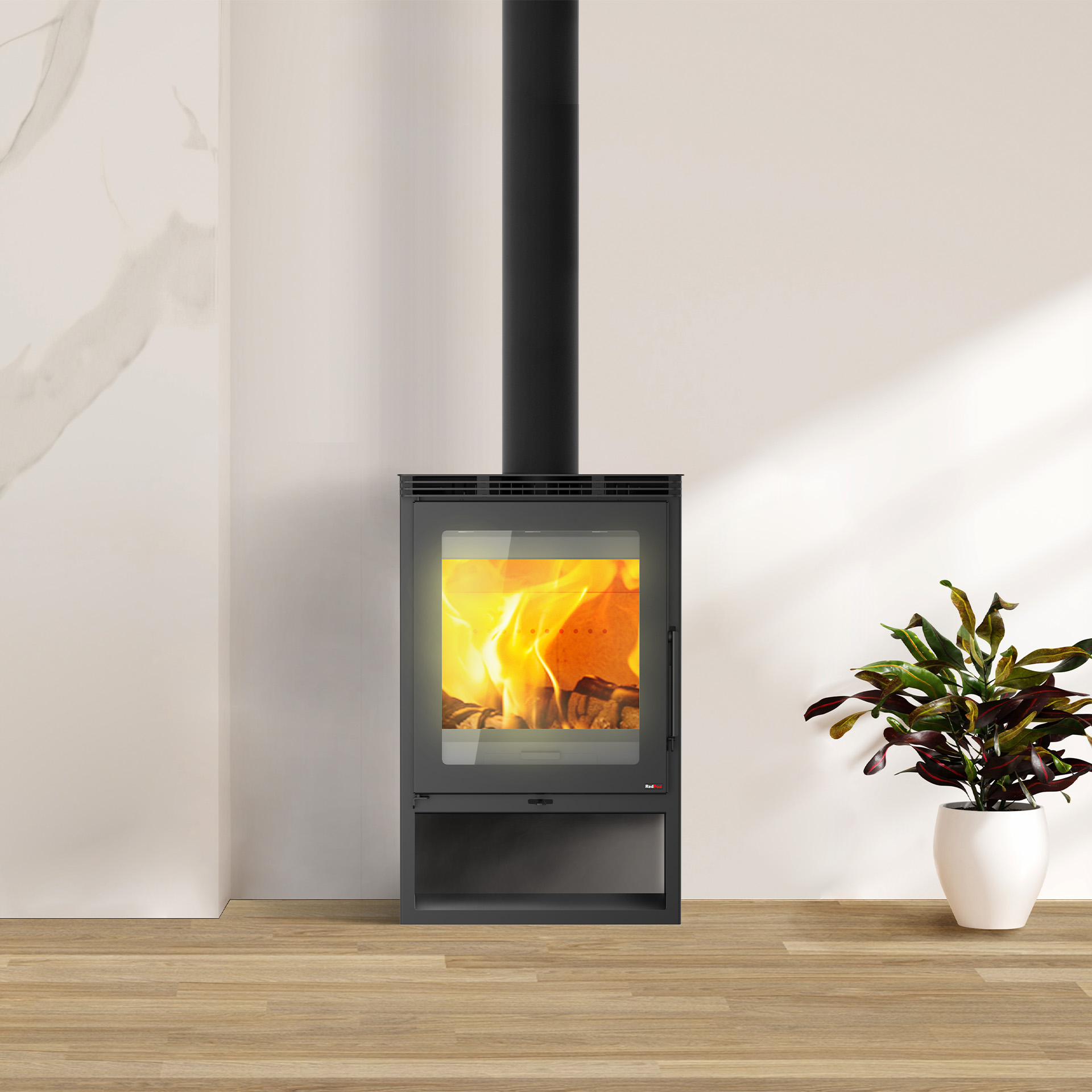 SALAMANDRA A LENHA NILO COM LENHEIRO RED POD