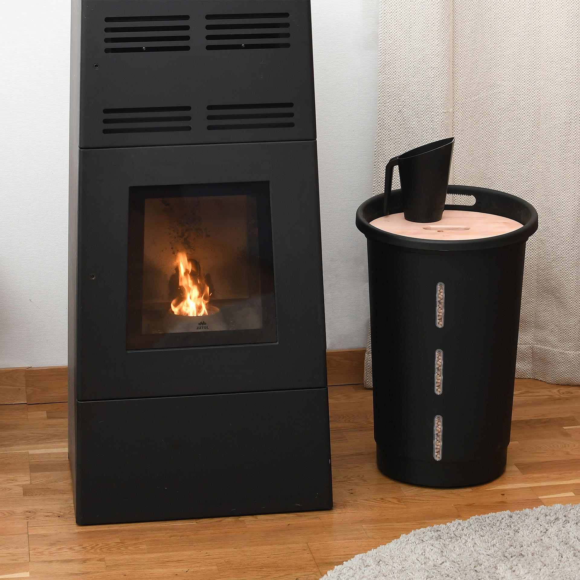 Cesto Quadrado Para Pellets Tampa Madeira 38 L EDA