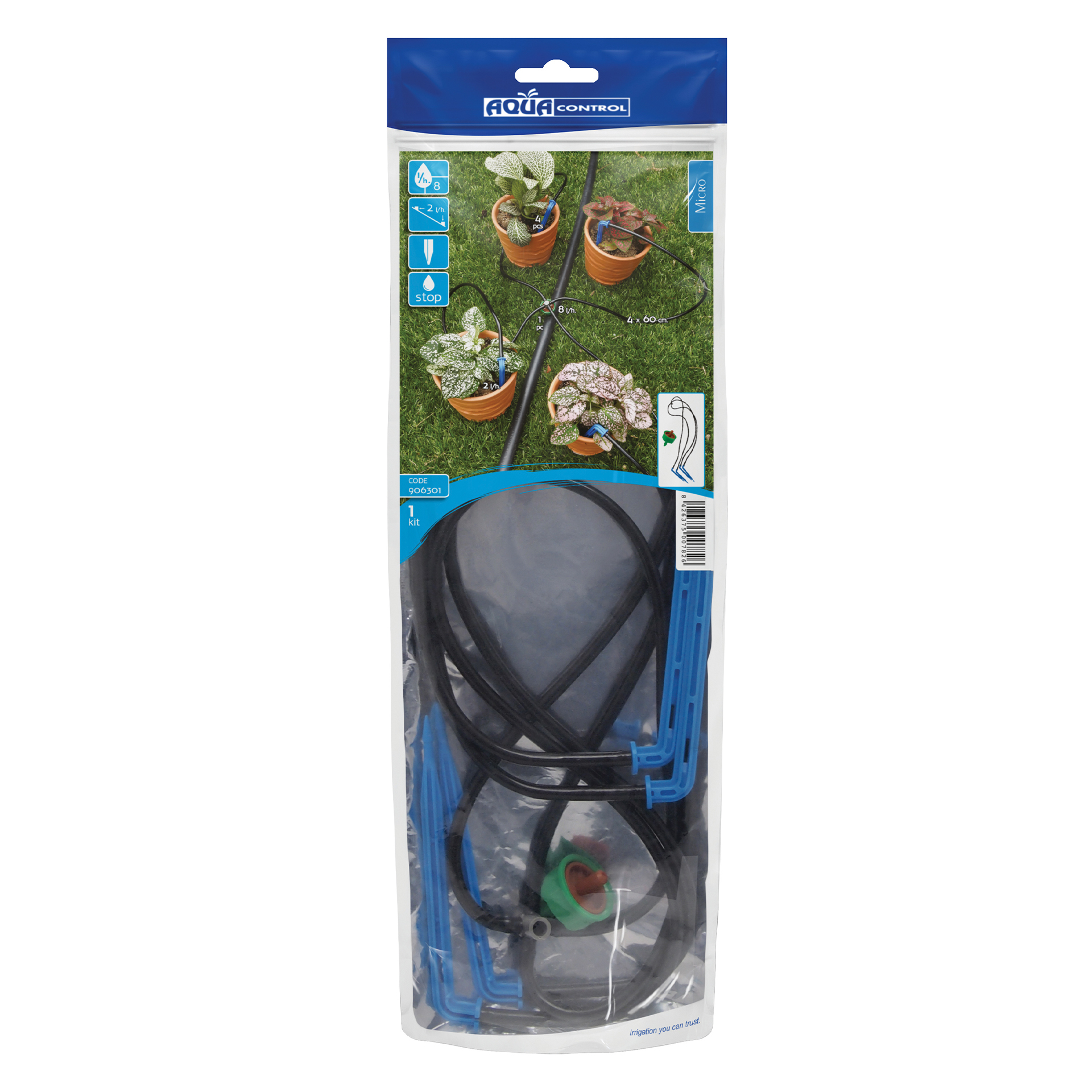 Conj Gotejador 8 L/H 4 Saidas Com Microtubo 60 Cm