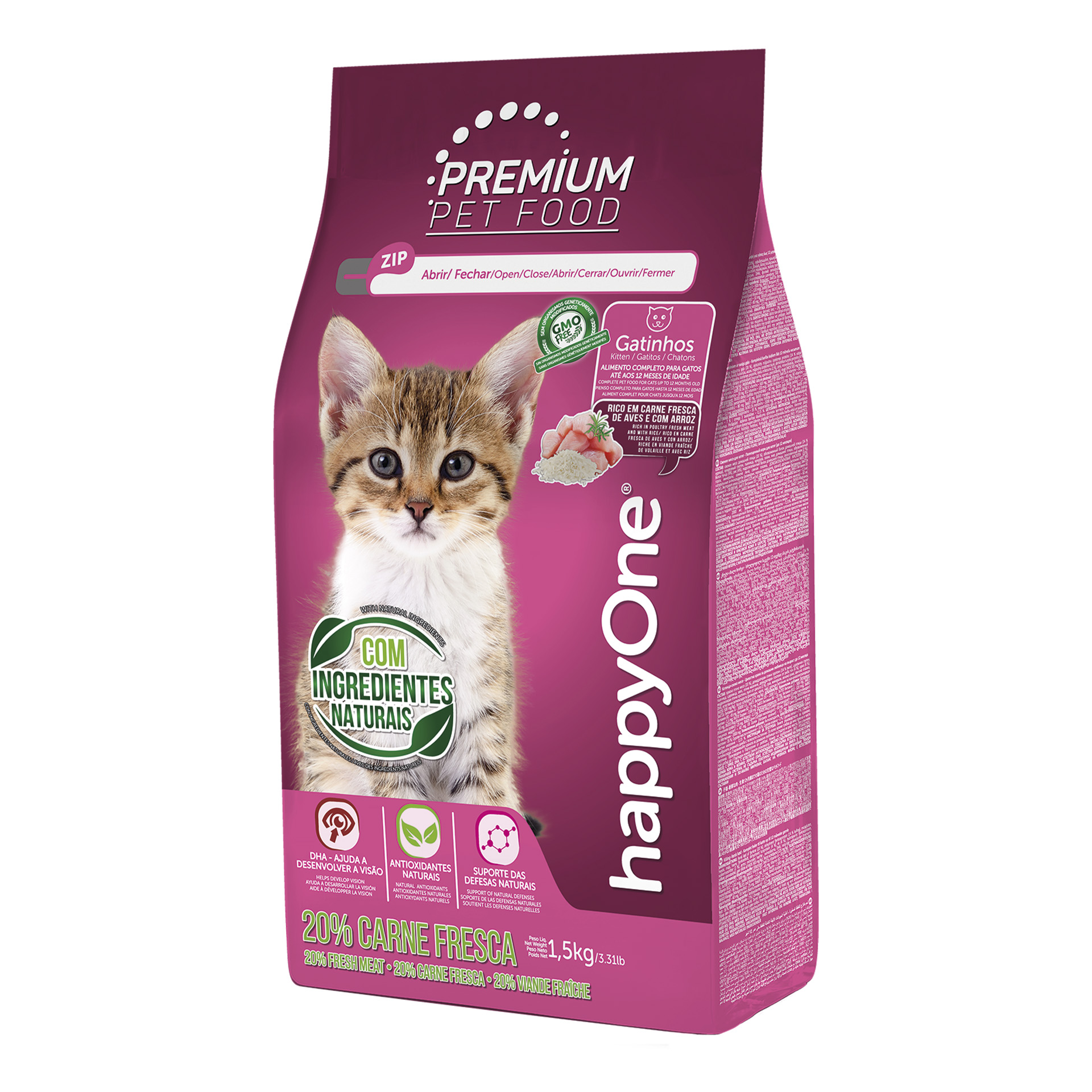 Alimento Gatinh Carn Fresc 1,5 KG HAPPYONE PREMIUM