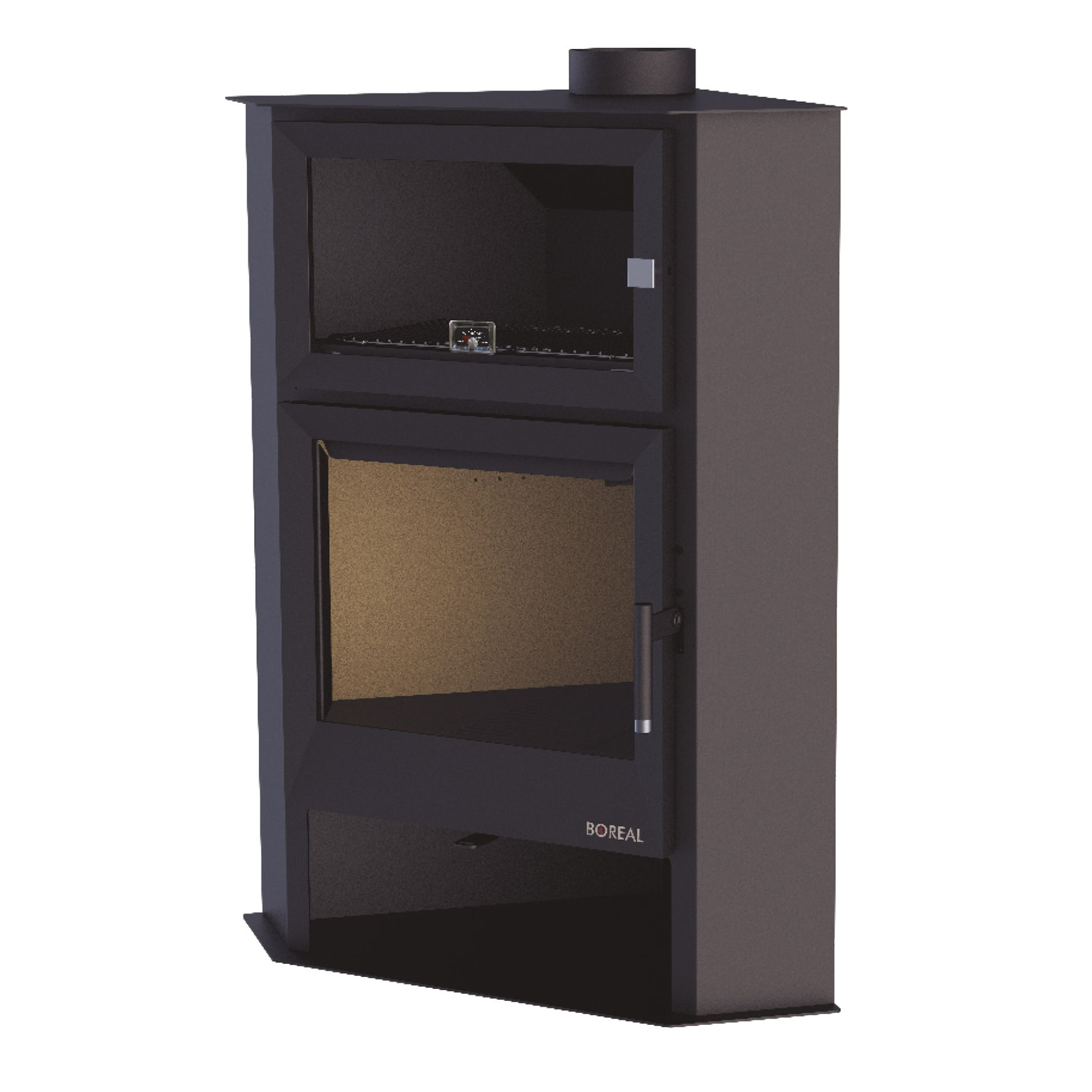 SALAMANDRA A LENHA EM AÇO COM FORNO DE CANTO EH70000