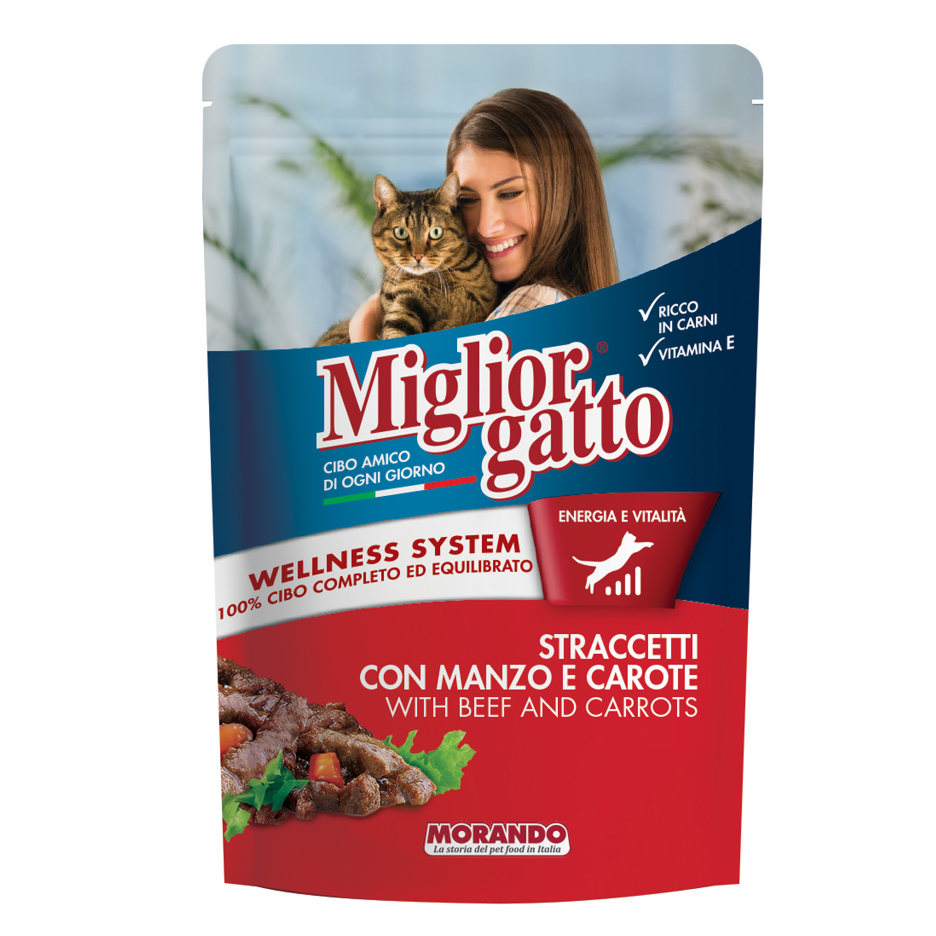 ALIMENTO HÚMIDO PARA GATO TIRAS VACA/CENOURA 100 G