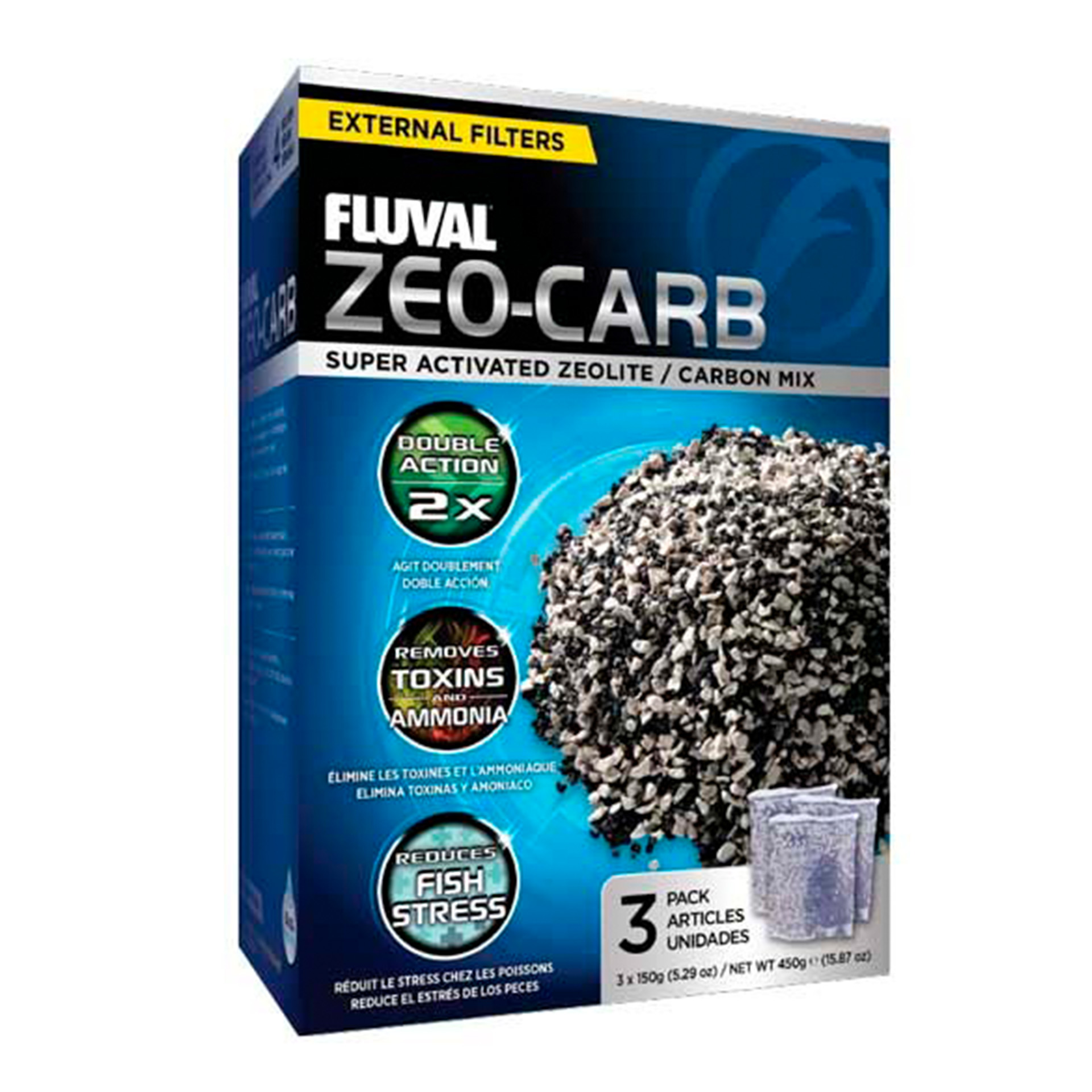 Recarga Filtro Carvão P/Aquário Zeo 3X150 G FLUVIA