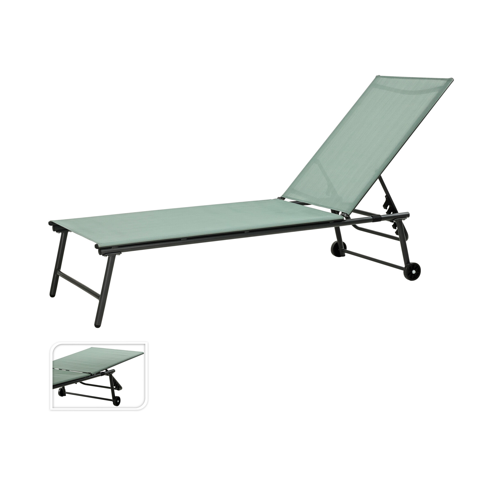 Espreguiçadeira 185X57X31 CM Verde PROGARDEN