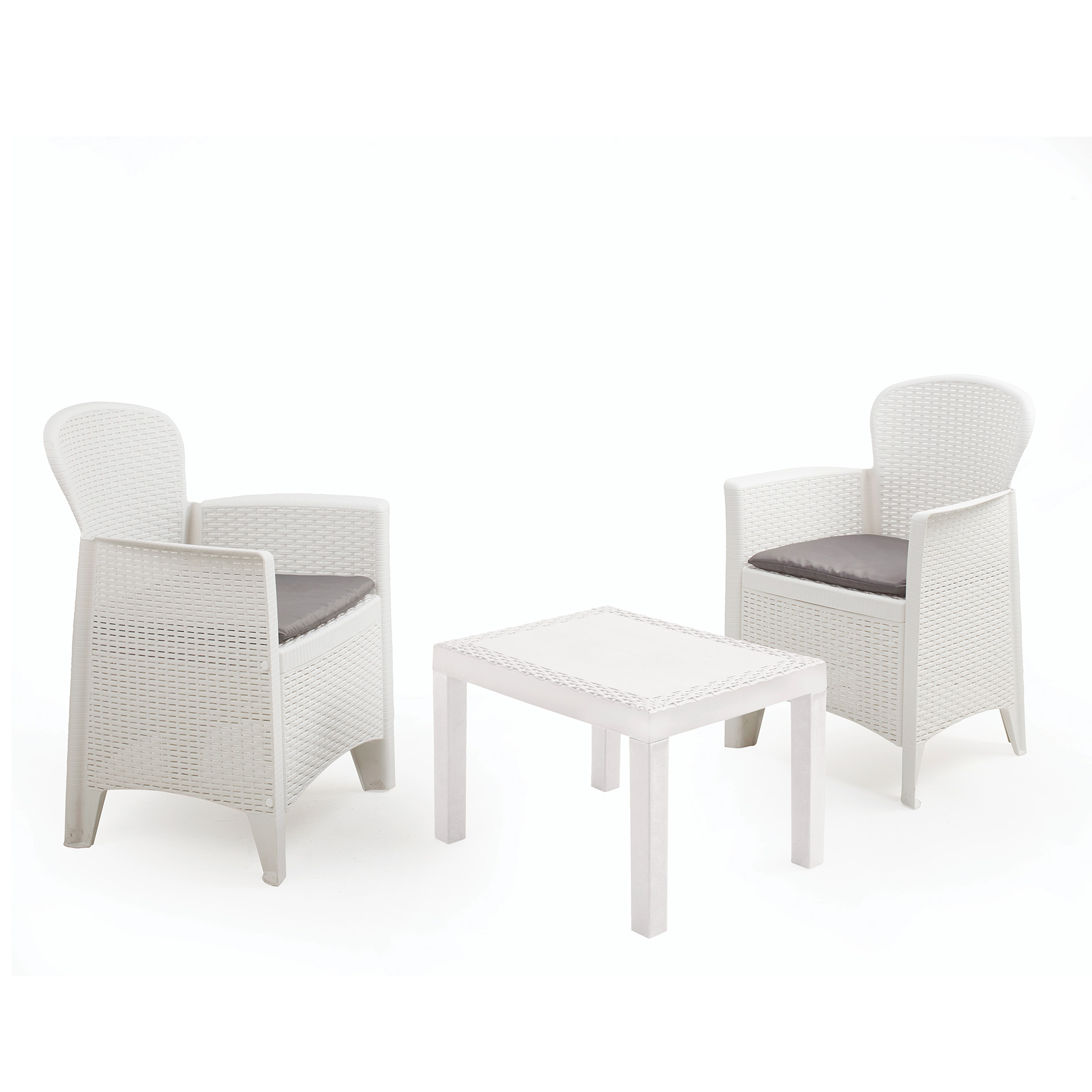 Conjunto Akita 2Cadeiras+Mesa Branco PROGARDEN