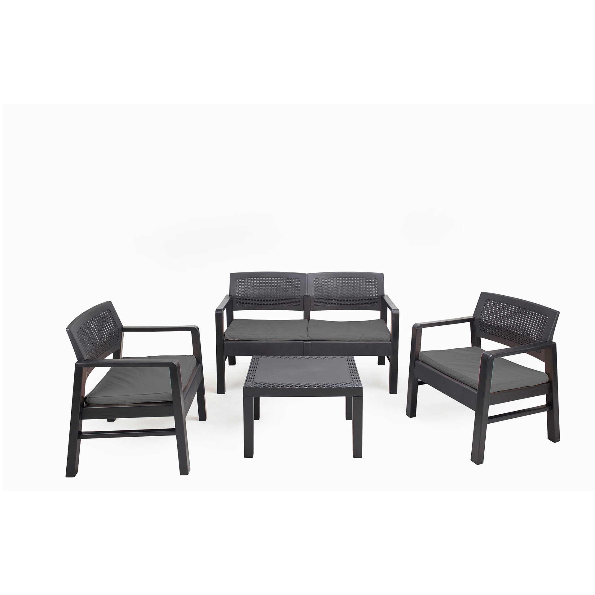 Conjunto Kilimanjar Sofá+2 Cadeiras+Mesa Antracite