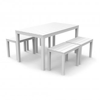 Conjunto Samoa Mesa+4 Bancos Branco PROGARDEN