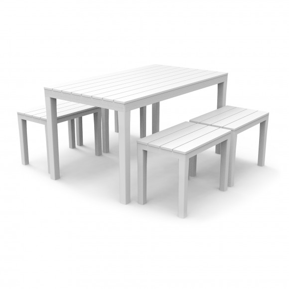 Conjunto Samoa Mesa+4 Bancos Branco PROGARDEN