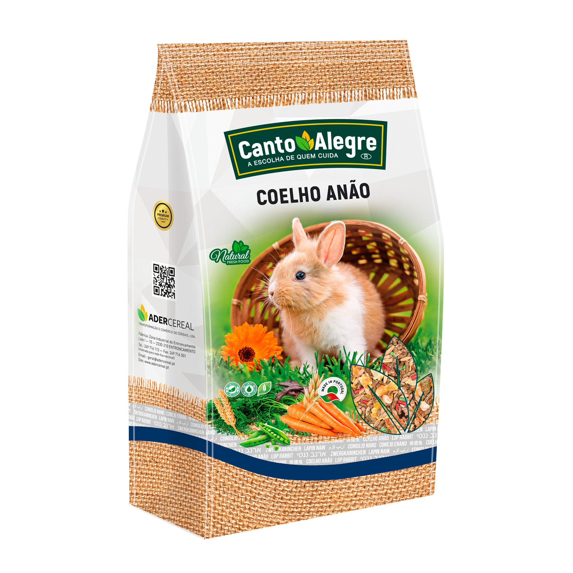 Alimento P/Coelhos Anões Mistura 3 KG CANTO ALEGRE