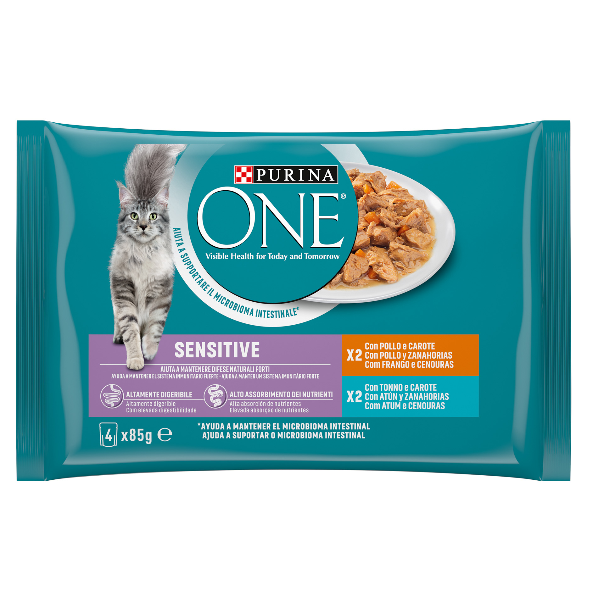 Alimento Húmido Gato Adulto Atum 4X85 G PURINA ONE