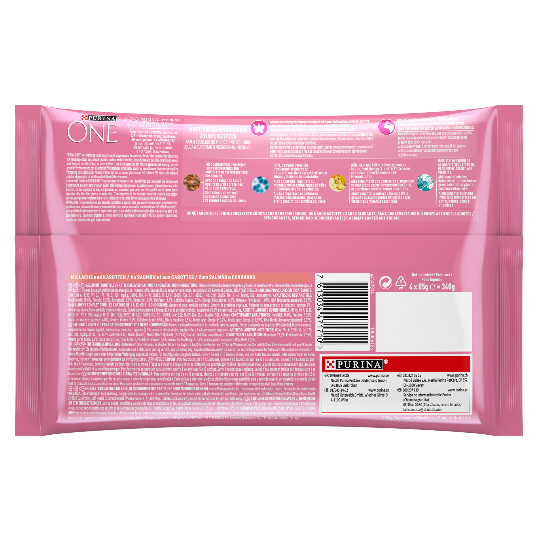 Alimento Húmid Gat Júnior Salmão 4X85 G PURINA ONE