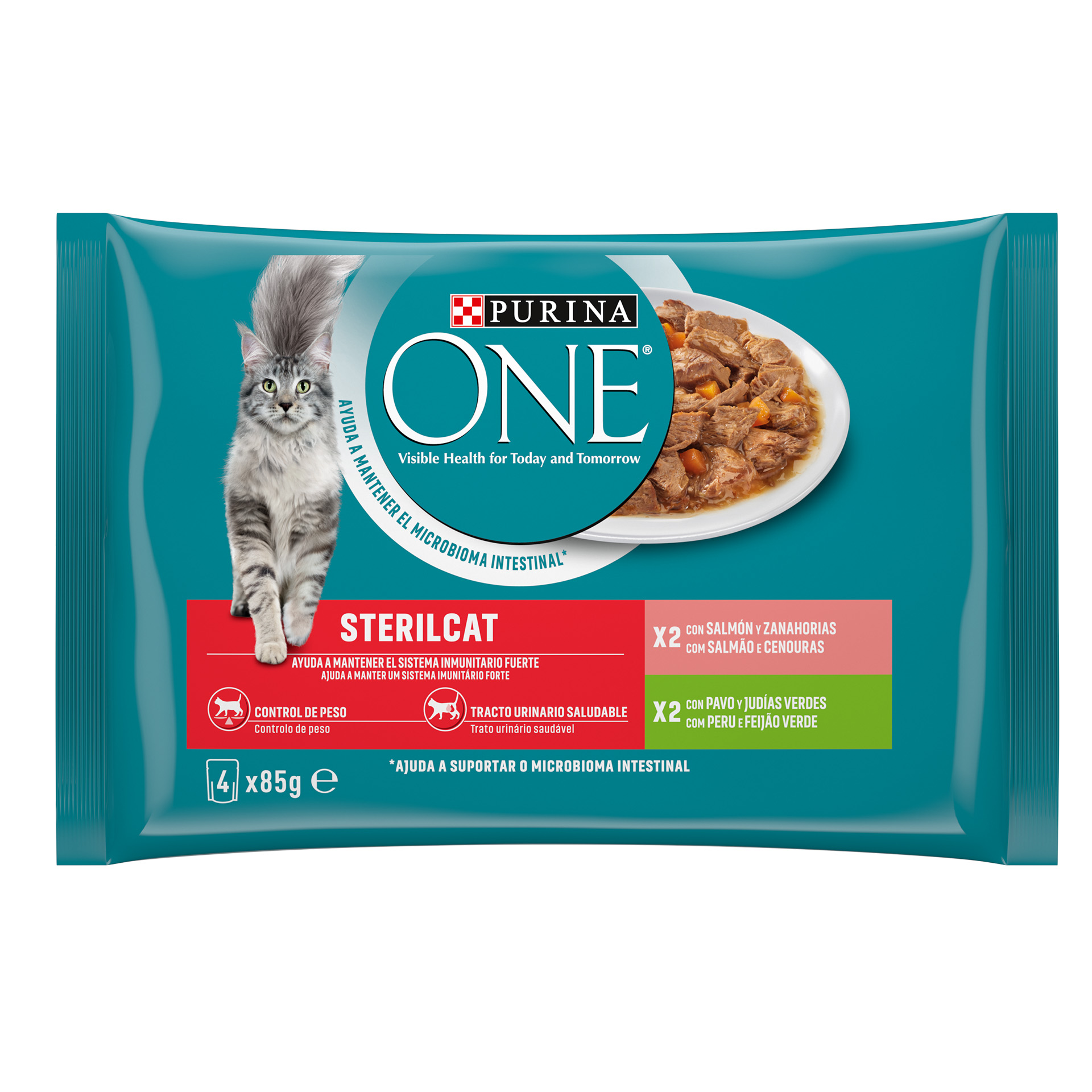 Alim Húmid Gato Ad Salmão E Perú 4X85 G PURINA ONE