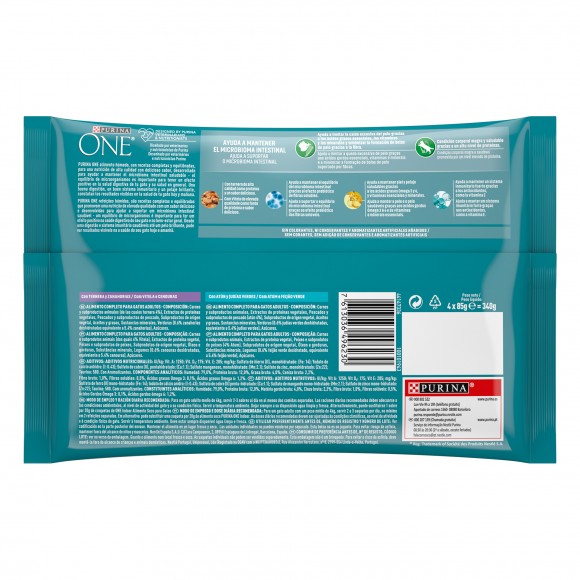ALIMENTO HMIDO PARA GATO AD ATUM E VITELA 4X85 G