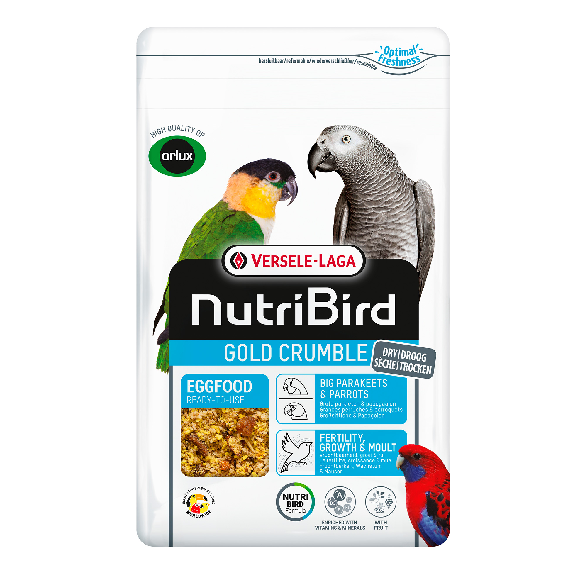 PAPA HÚMIDA PARA AGAPORNIS E PAPAG. CRUMBLE 800 G