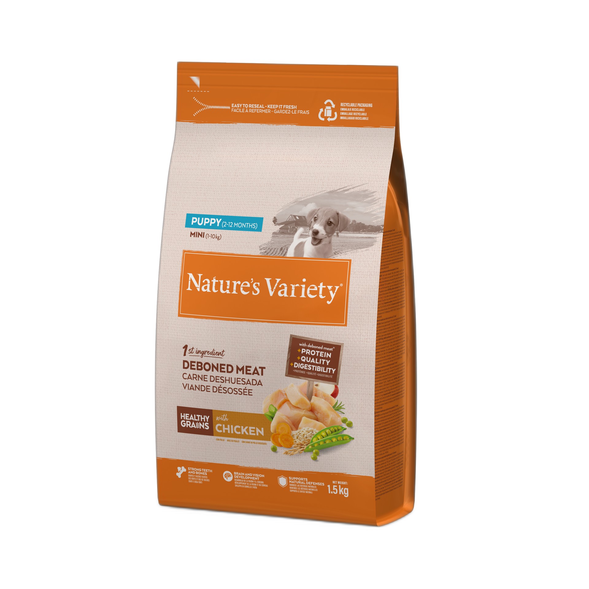 ALIM SECO PARA CÃO MINI PUPPY GRAIN FRANGO 1,5 KG