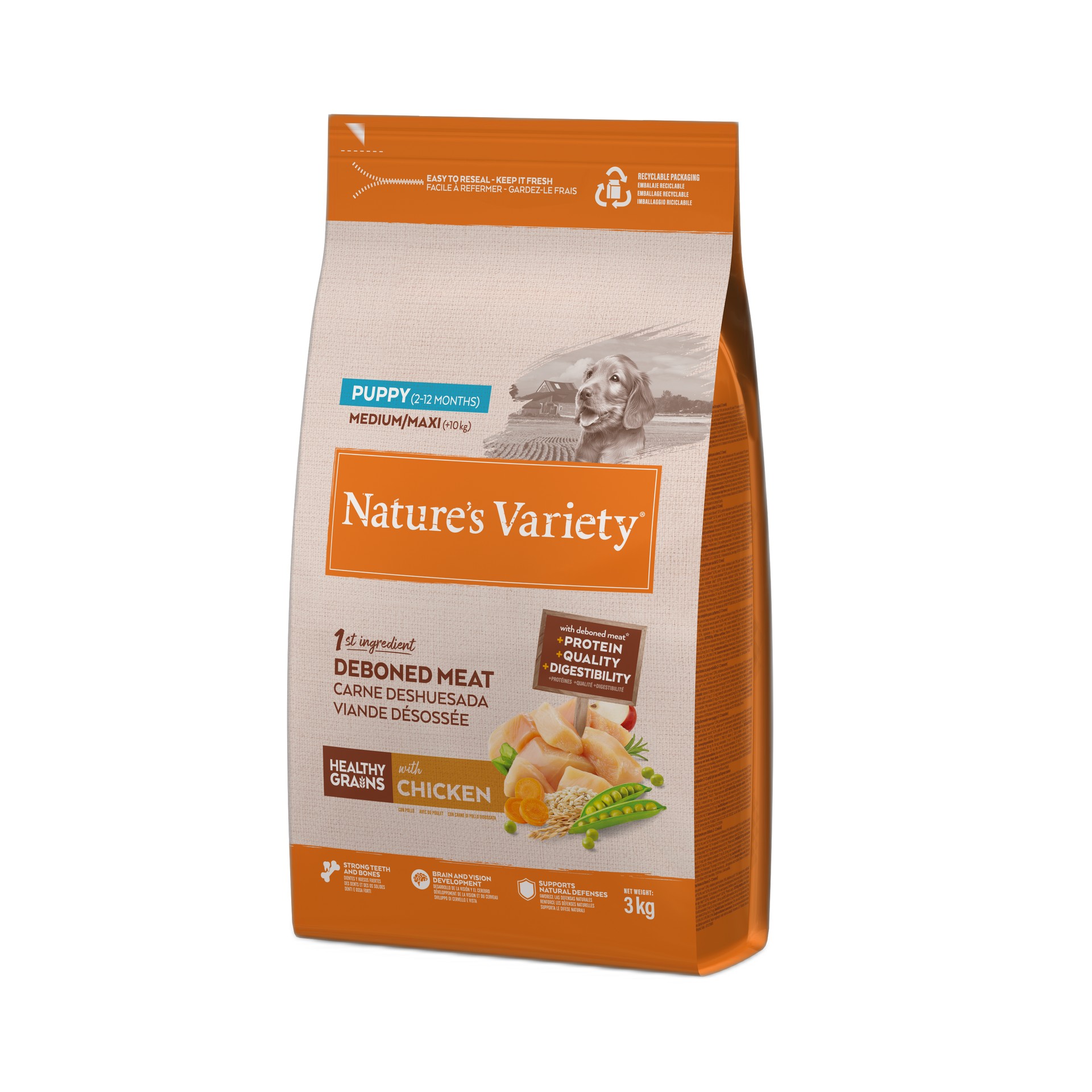 Aliment Seco Cach Grain Frng 3 KG NATURES VARIETY