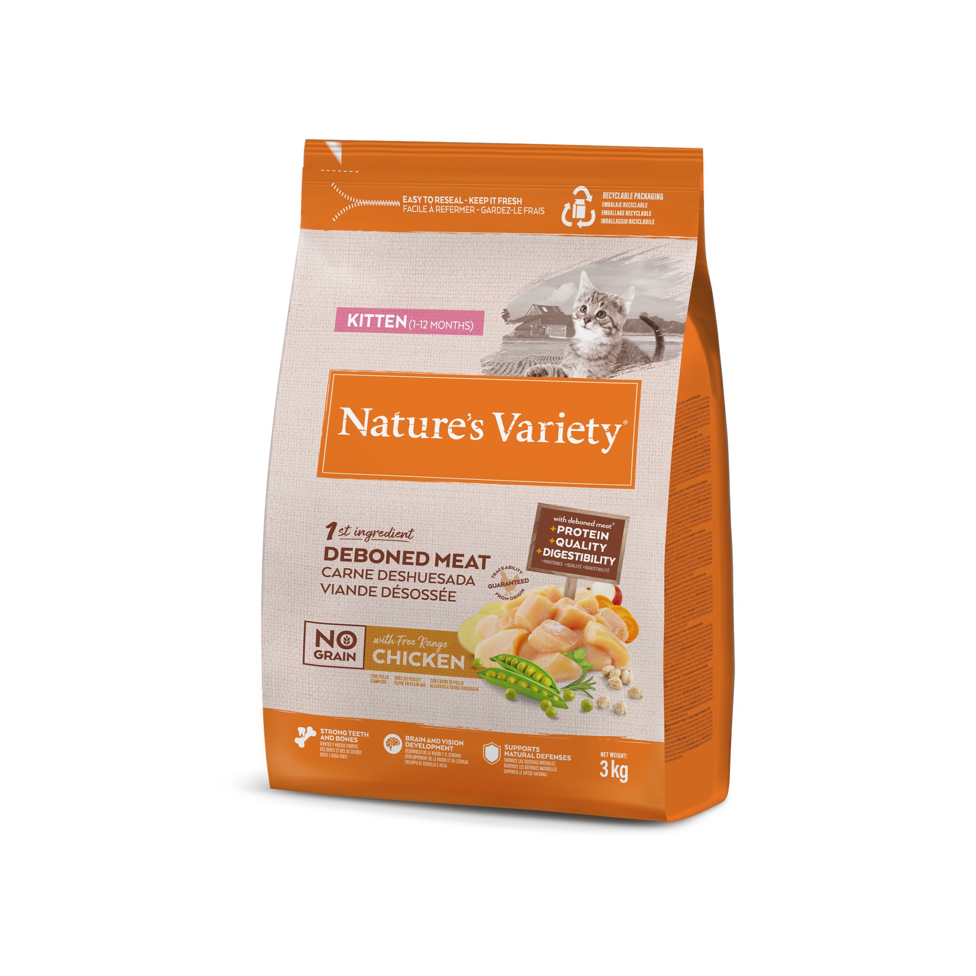 Alimento Gatinh NGrain Frang 3 KG NATURES VARIETY