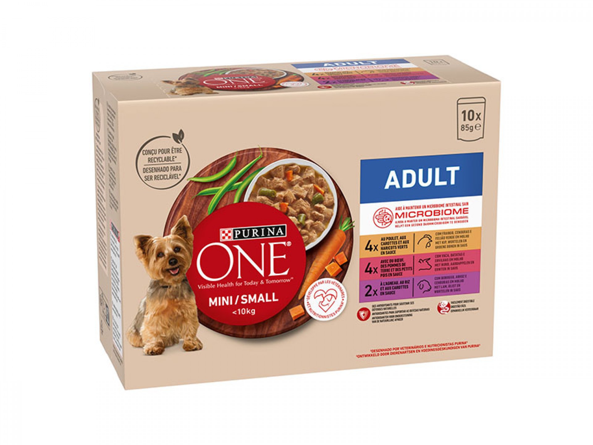 Alimento Húmido Cão Adulto Mini 10X85 G PURINA ONE