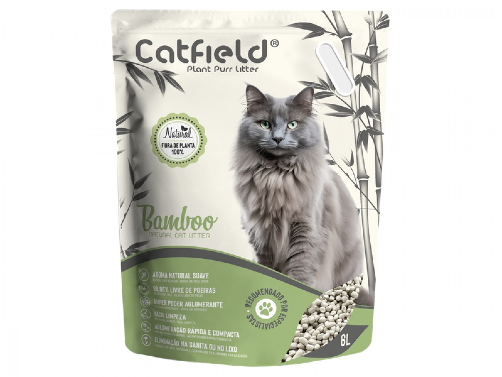Absorvente Para Wc Gato Natural Bamboo 6L CATFIELD